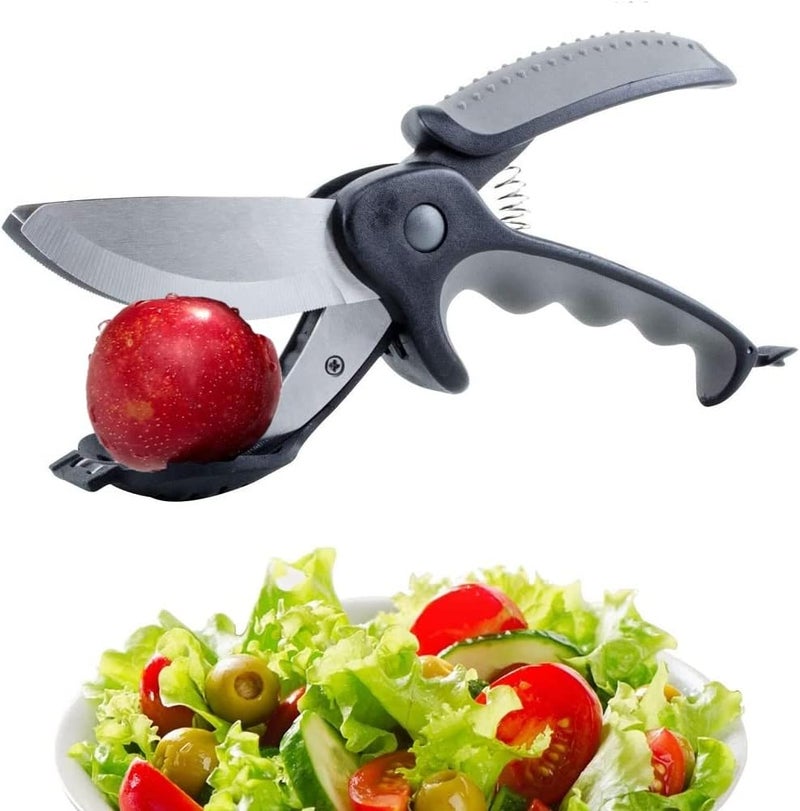 TLIOCAS Kitchen Salad Scissors with Salad Forks for Chop n Mix Salad,Salad Cutting Tool Cut and Toss Dual Blade Salad Chopper Scissors,Multifunction Vegetable Salad Making Kit with Cutter n Mixing Fork - Image 4